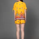 Printed Bottoned Top with Elastic Waistband Shorts
