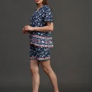 Printed Bottoned Top with Elastic Waistband Shorts