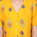 Printed Bottoned Top with Elastic Waistband Shorts