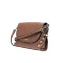 RI2K Stud Edge Genuine Leather Brown Acrossbody Bag