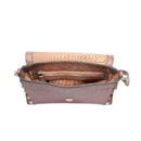 RI2K Stud Edge Genuine Leather Brown Acrossbody Bag