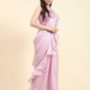 Women Silk Satin Pre-drapped Ready to wear Saree with Stitched Blouse & Belt