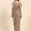 Women Lycra Ruffled Border Ready to Wear Saree with Stitched Blouse
