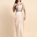Womens Pure Organza Ready to wear saree with stitched blouse with Belt