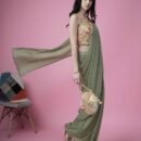 Women Lycra Pre-stitched Ready to wear Saree with stitched Blouse